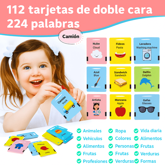 Mis primeras palabras | Tarjetas didácticas parlantes en Español e Inglés | De 1 a 6 años